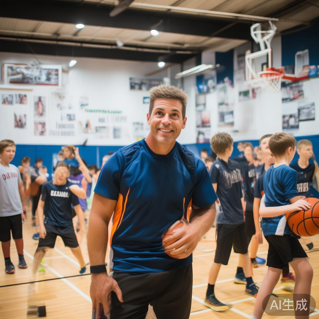 除了日常训练外，他更注重青少年的培养，开设篮球青训